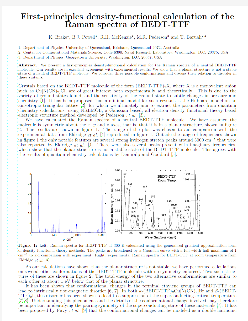 First-principle density-functional calculation of the Raman spectra of BEDT-TTF