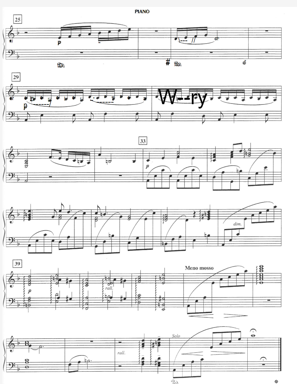辛德勒的名单主题曲钢琴提琴合奏之钢琴谱