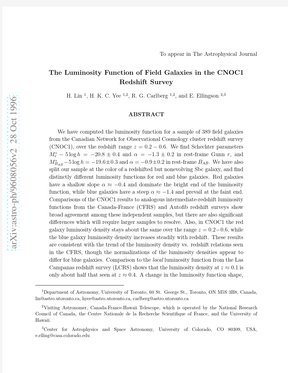The Luminosity Function of Field Galaxies in the CNOC1 Redshift Survey