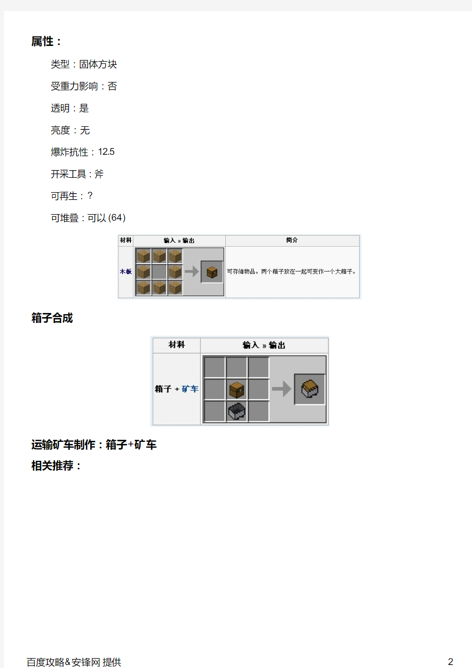 我的世界箱子怎么合成 箱子及运输矿车合成公式
