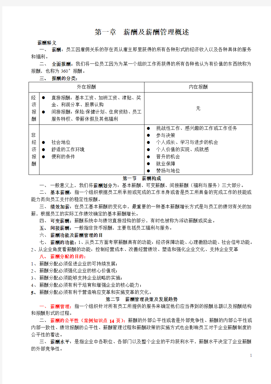 薪酬及薪酬管理概述