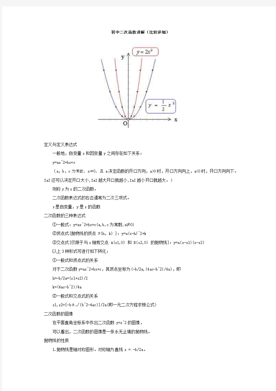 二次函数讲解(比较详细)