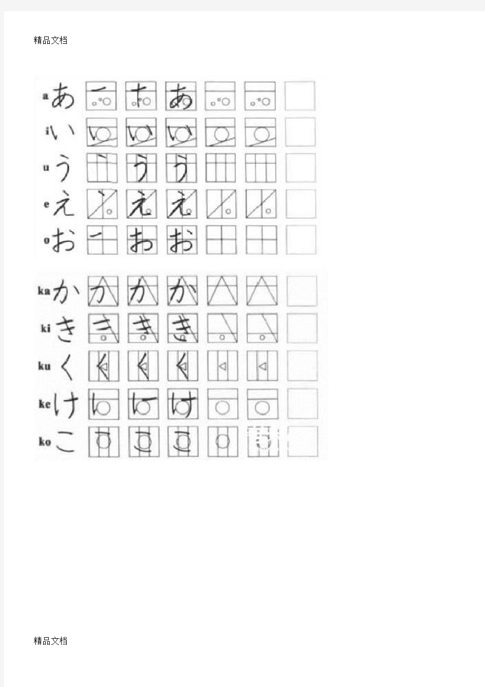 最新日语五十音图手写体A4竖排练习临摹字帖(平假名+片假名)