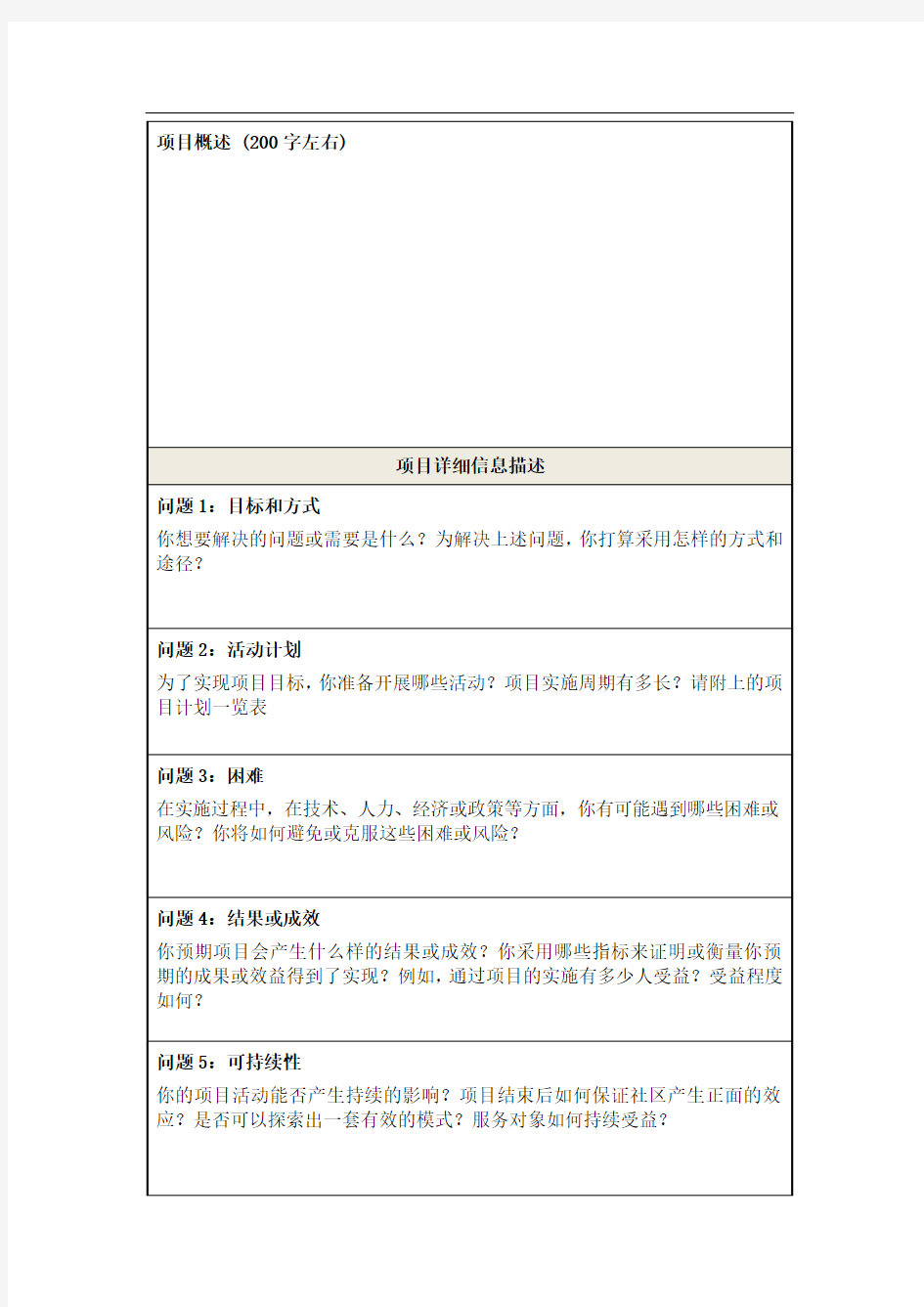 基金会项目申请书