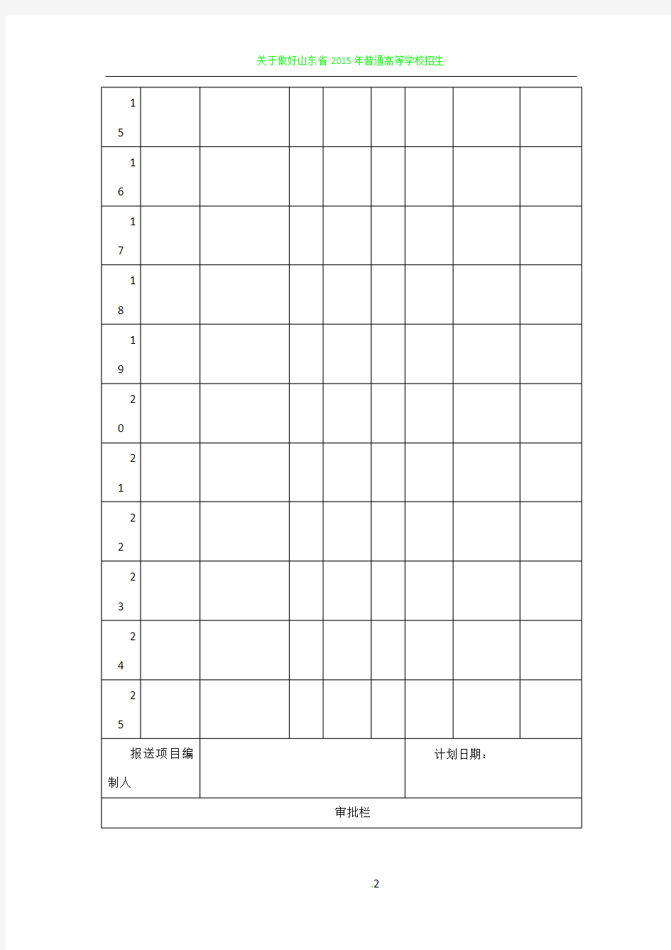 工程材料需求计划表