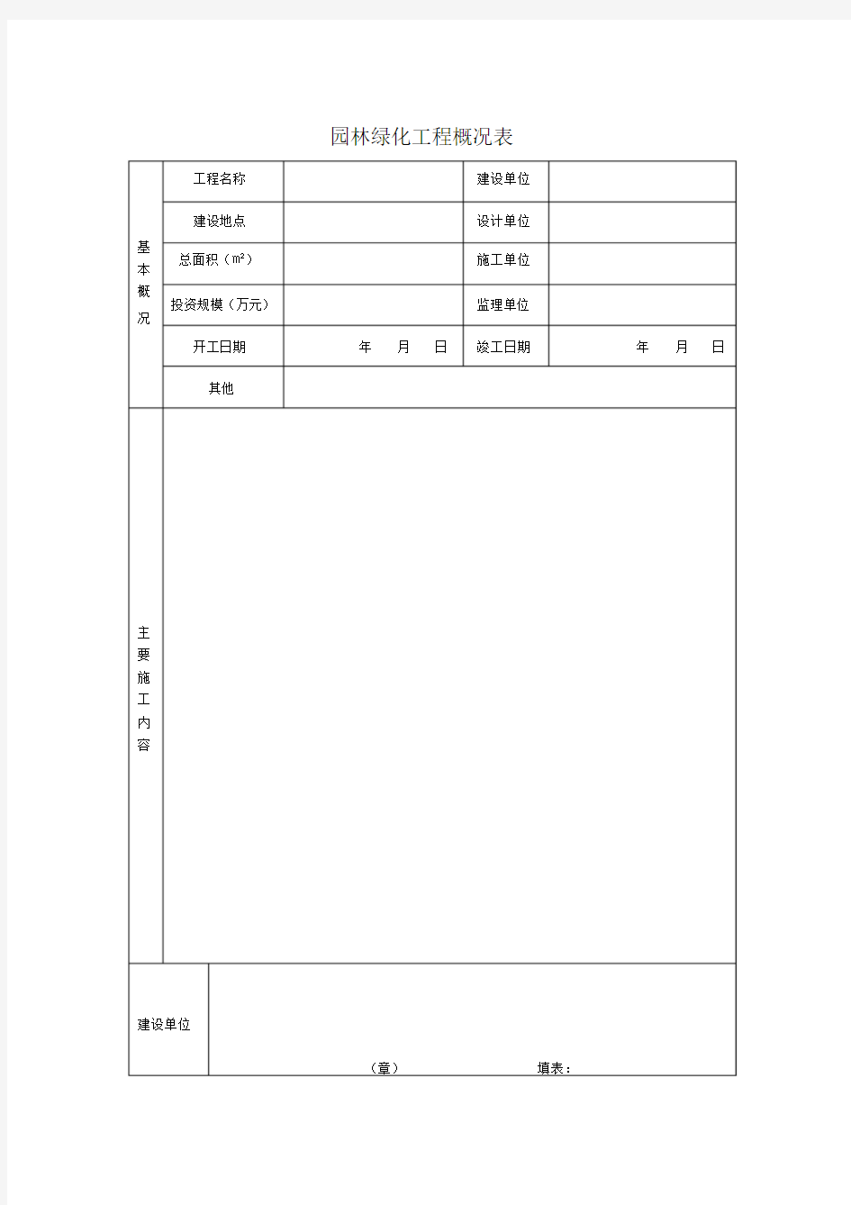 园林绿化工程概况表.doc