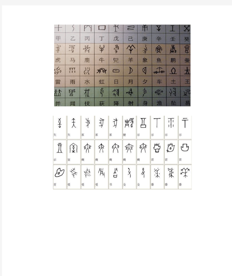 甲骨文与现代汉字对照表