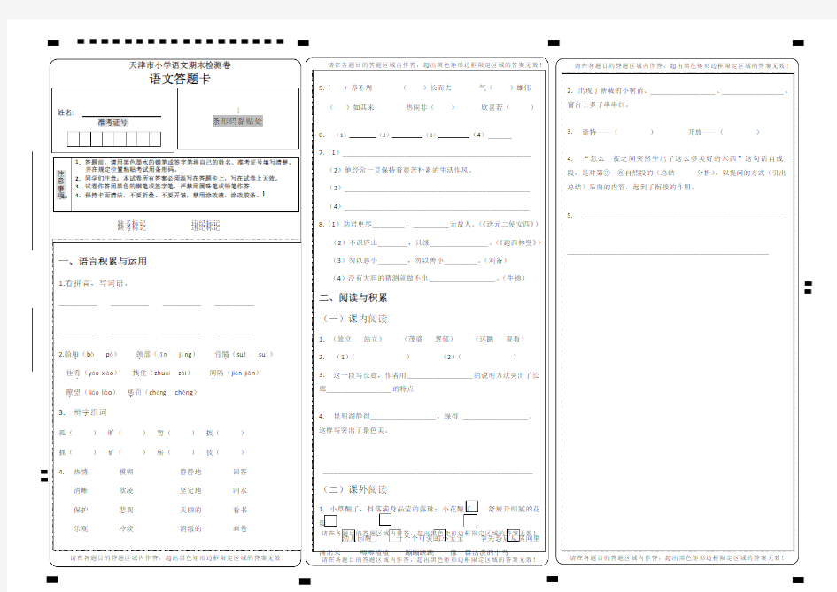 小学语文答题卡-模板1