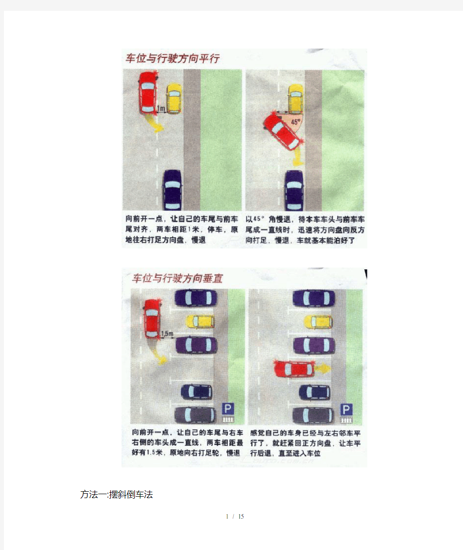 最全的停车车技巧图解(非型、一字型、斜形)