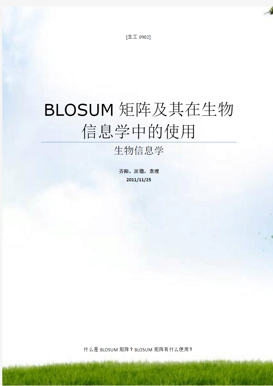 BLOSUM矩阵和其在生物信息学中的应用