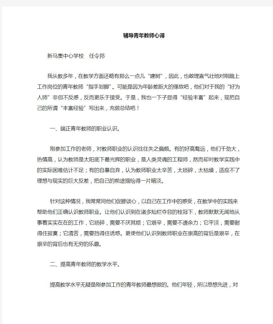 辅导青年教师经验总结