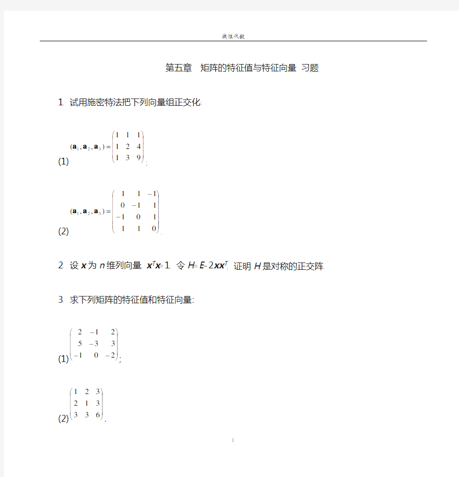 第五章 矩阵的特征值与特征向量 习题