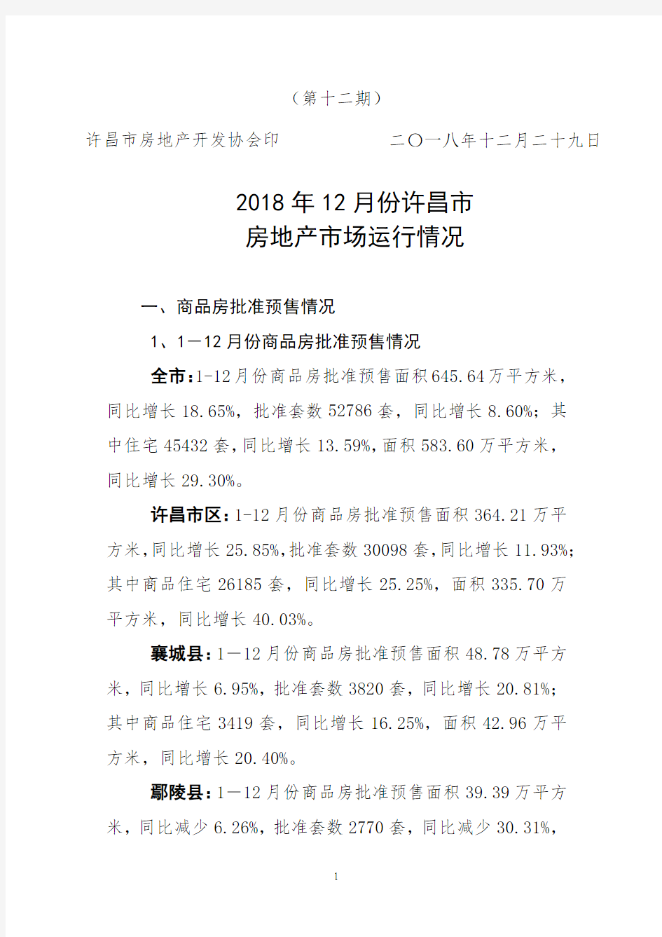 许昌12月月报-许昌市房地产开发协会