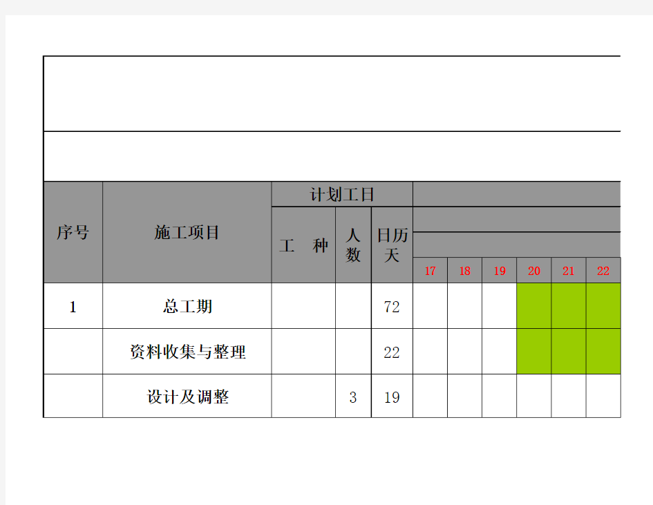 装修施工进度表 