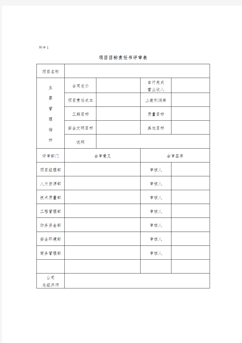 项目目标责任管理考核兑现办法