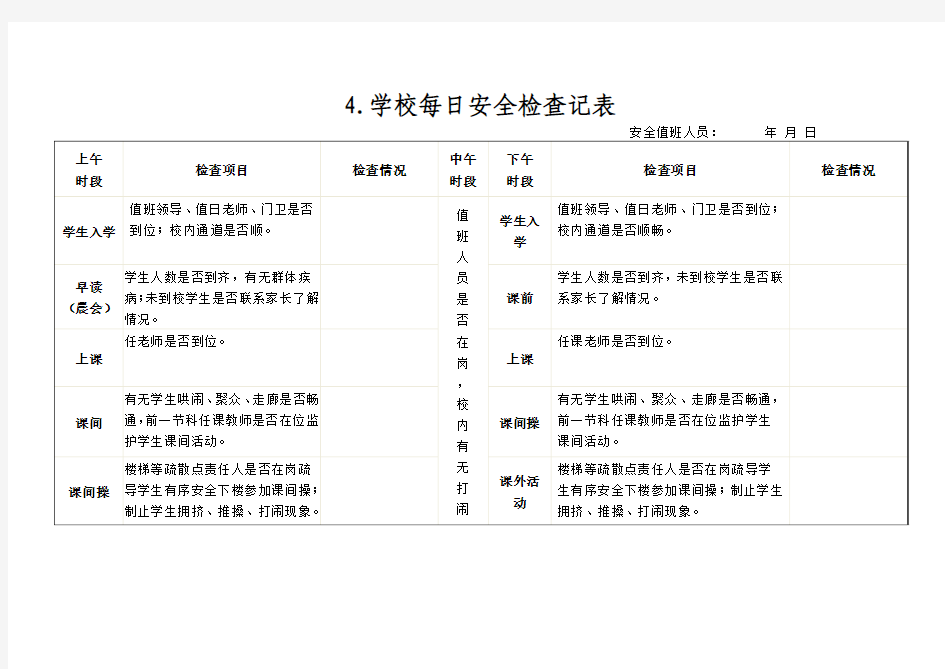 学校每日安全检查记录