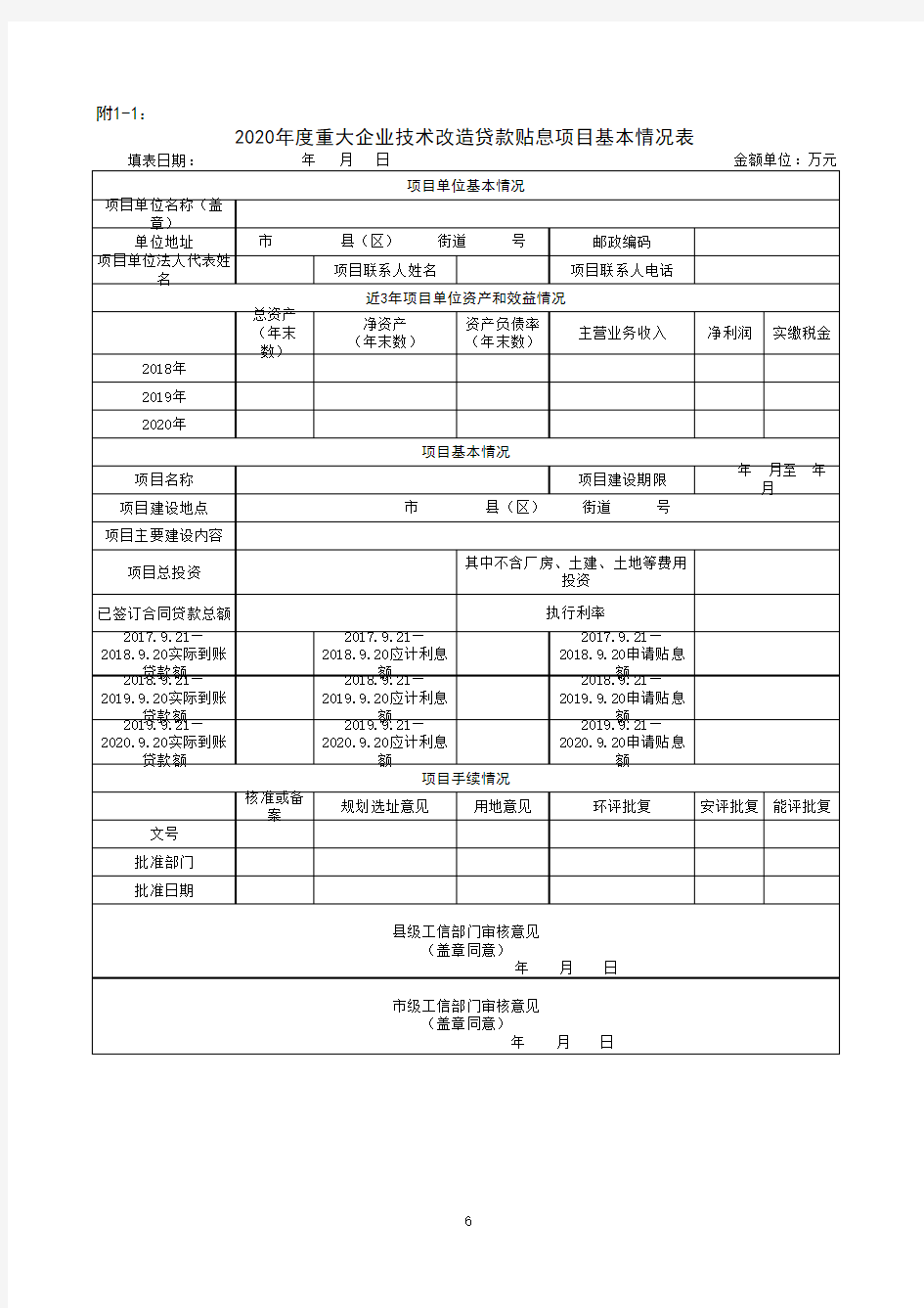 2020年度山东省级重大技术改造贷款贴息项目基本情况表