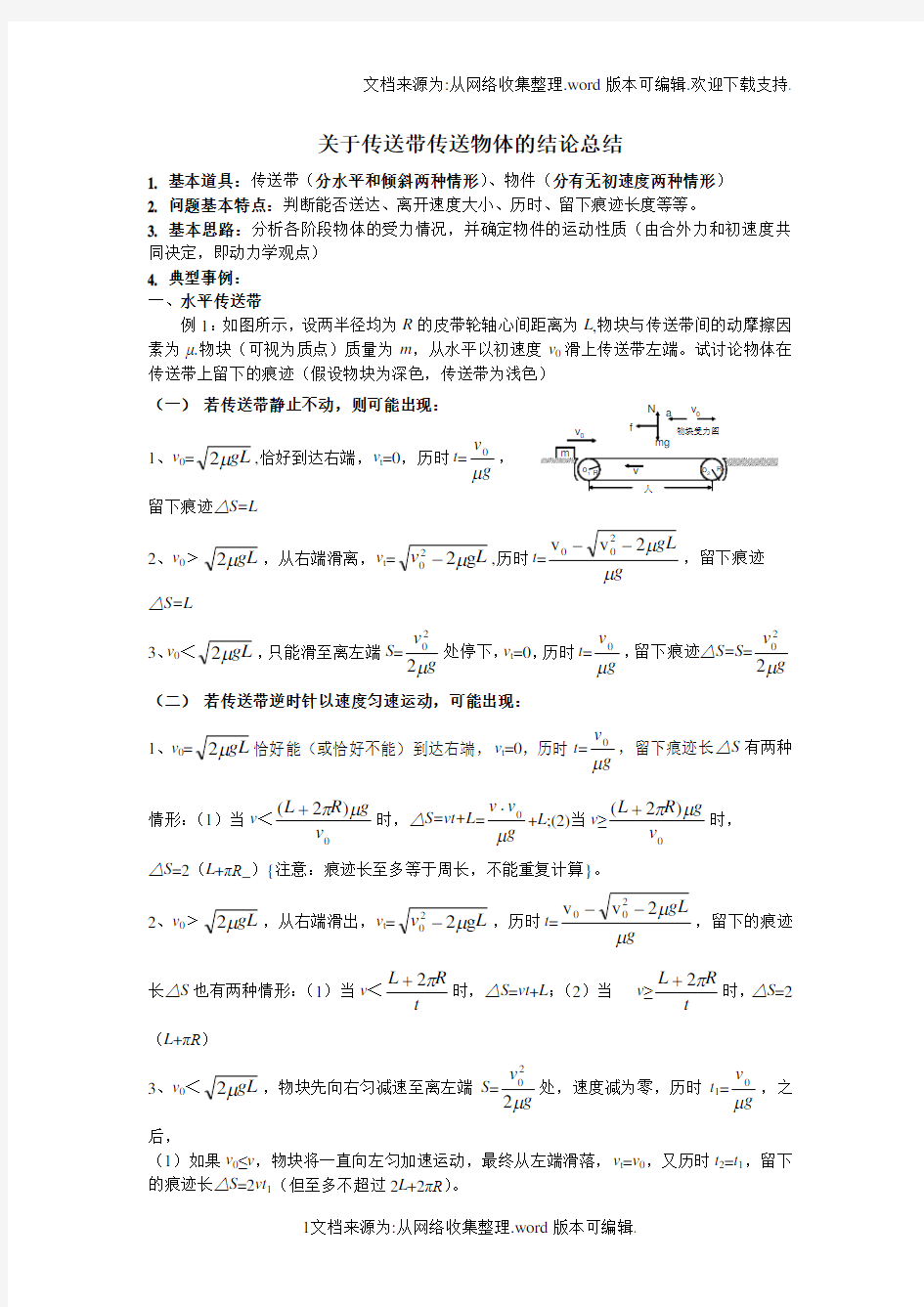 专题5传送带模型的结论总结