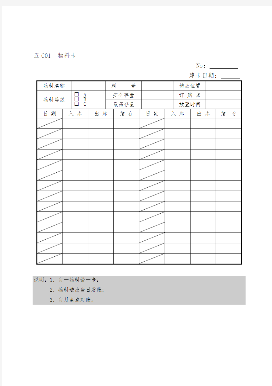 仓库物料管理表格模板