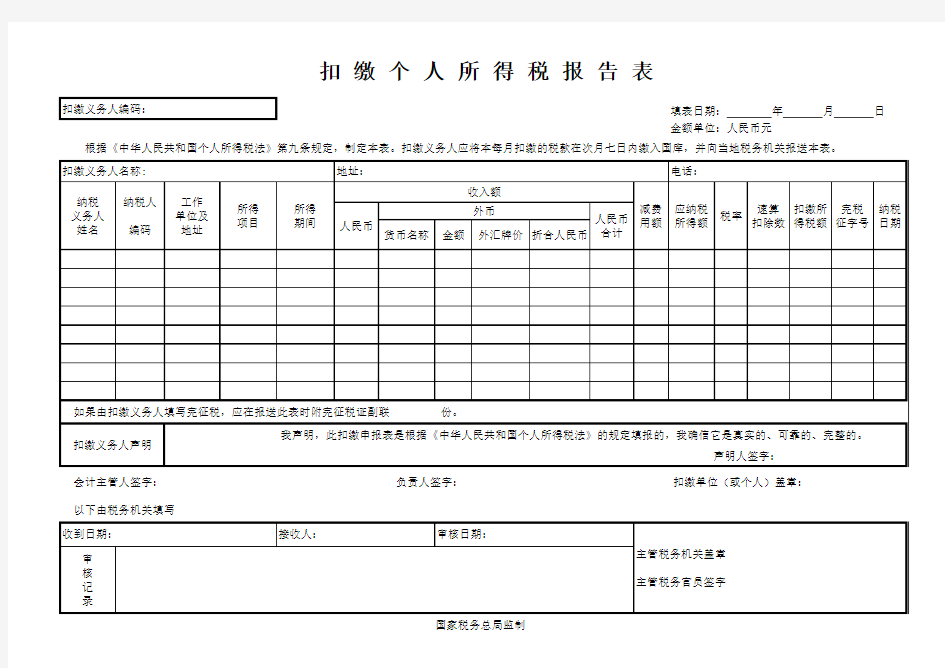 通用纳税申报表、扣缴个税报告表