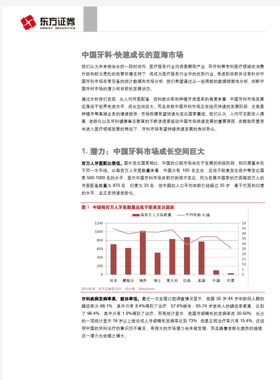 中国口腔行业(牙科)深度研究报告