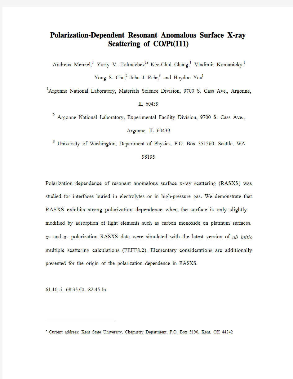 Polarization-Dependent Resonant Anomalous Surface X-ray Scattering of COPt(111)