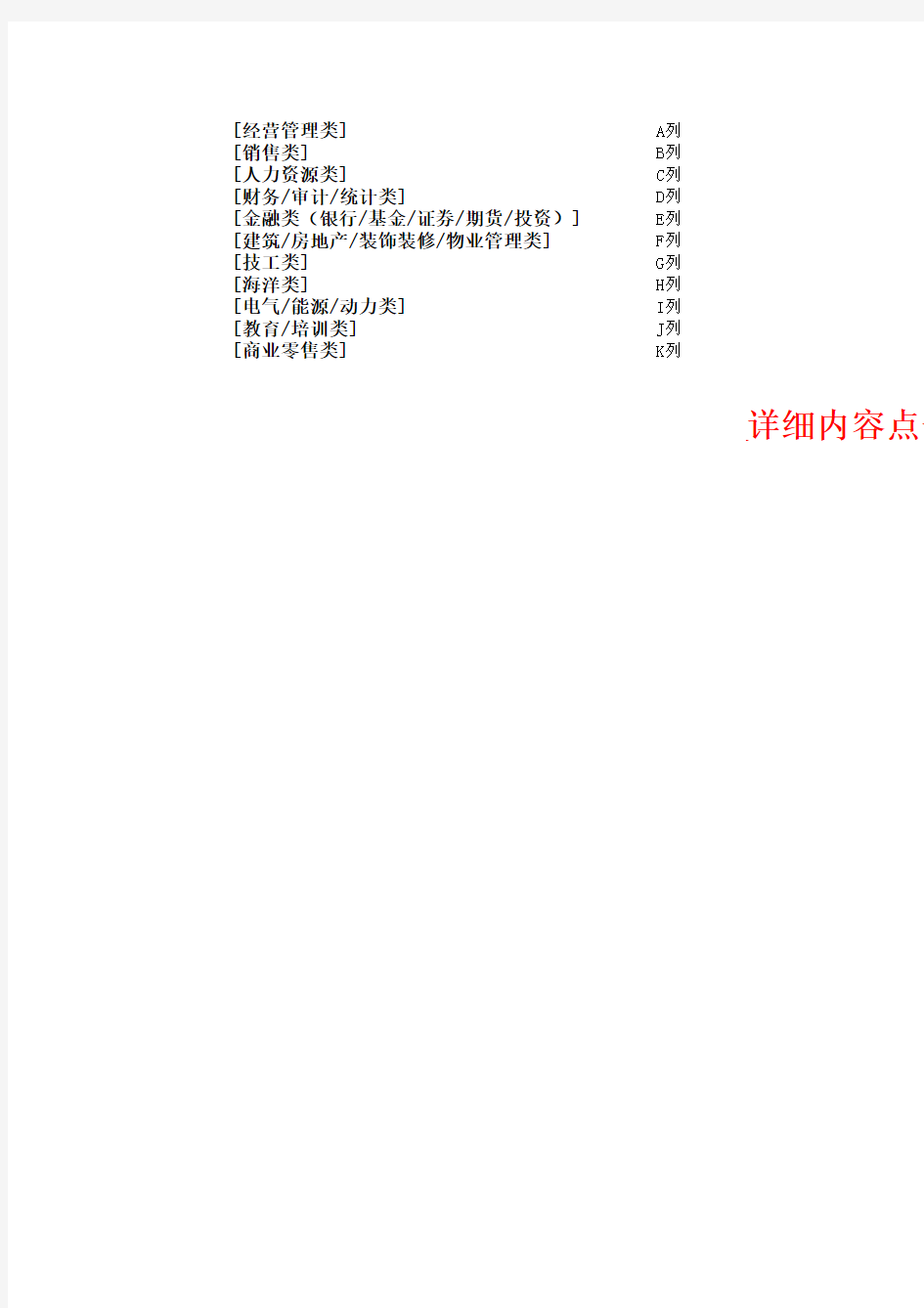 中国常见职业分类参考表