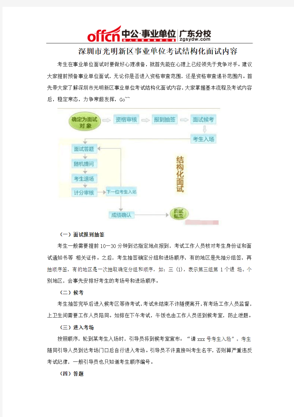 深圳市光明新区事业单位考试结构化面试内容