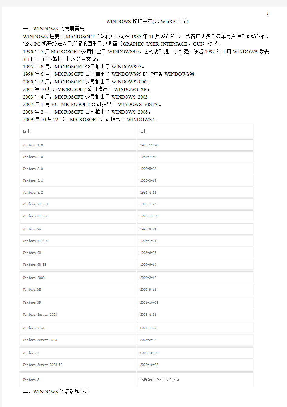 WINDOWS XP操作系统教程