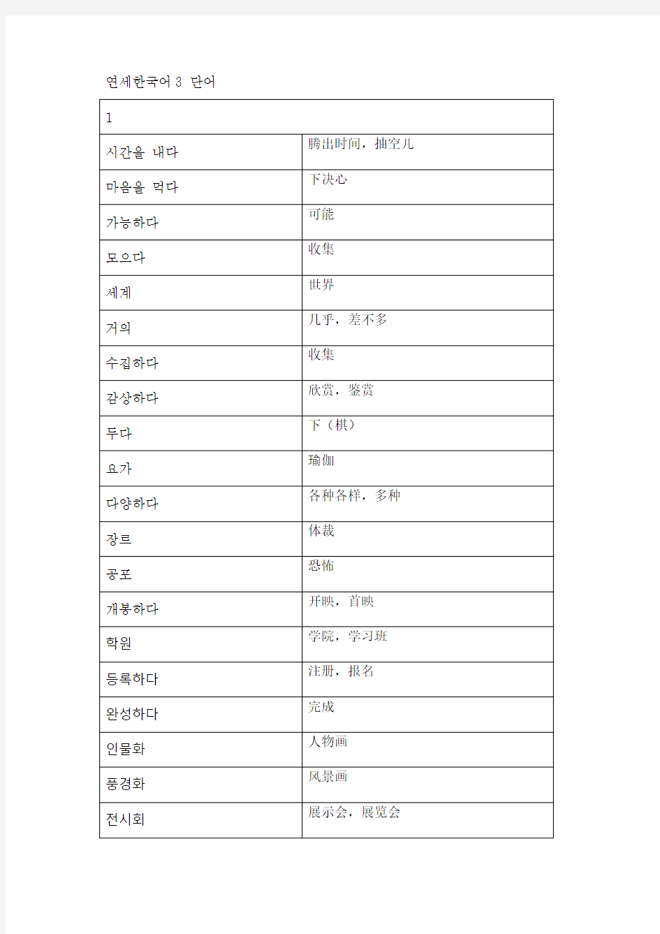 延世韩国语3单词