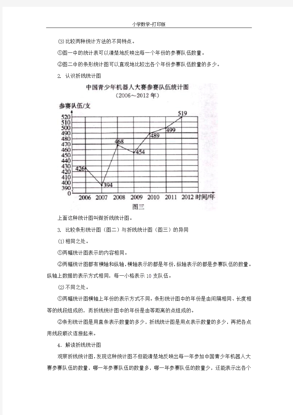 北京版-数学-五年级下册-知识讲解 认识折线统计图及折线统计图的特点