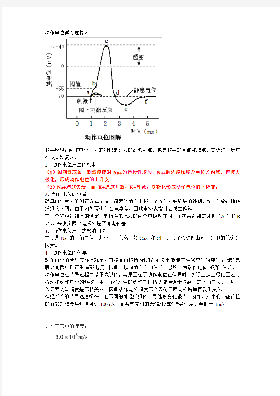 动作电位微专题复习