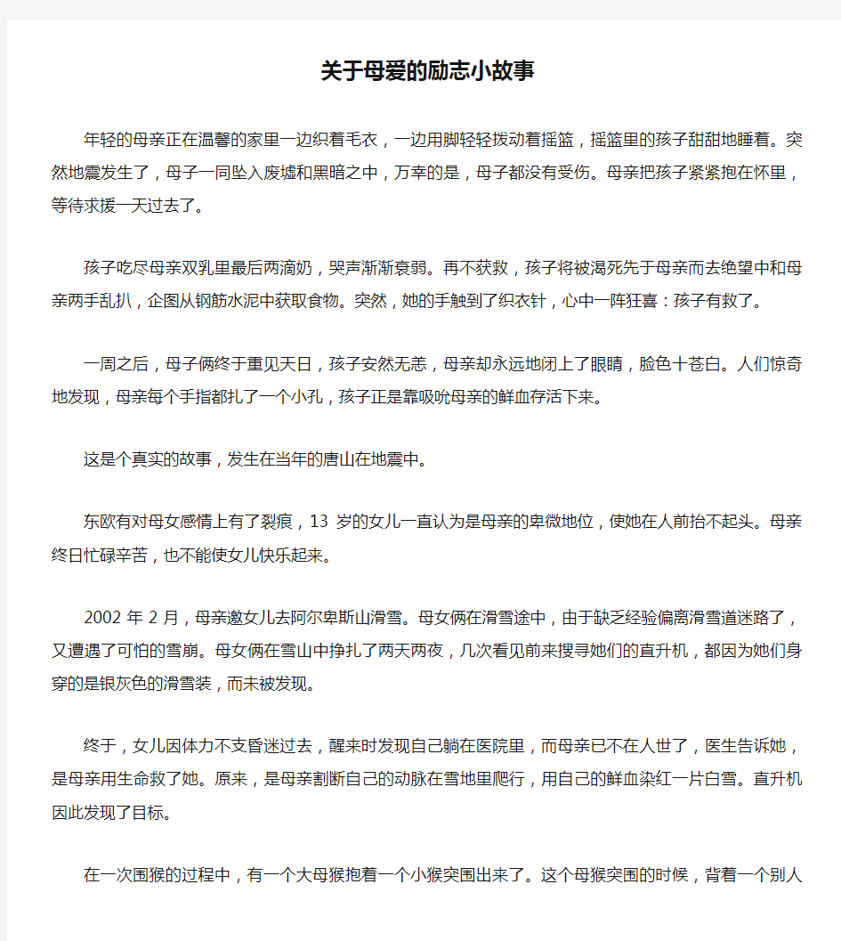 关于母爱的励志小故事