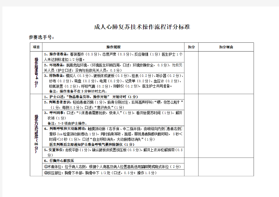 心肺复苏技术操作流程(定稿)