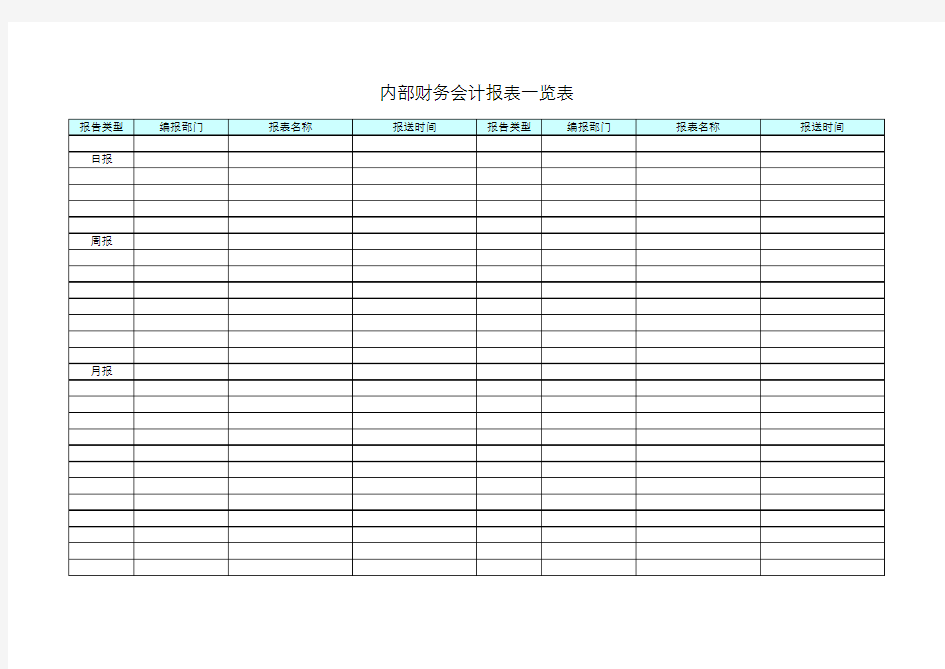 内部财务会计报表一览表(Excel)