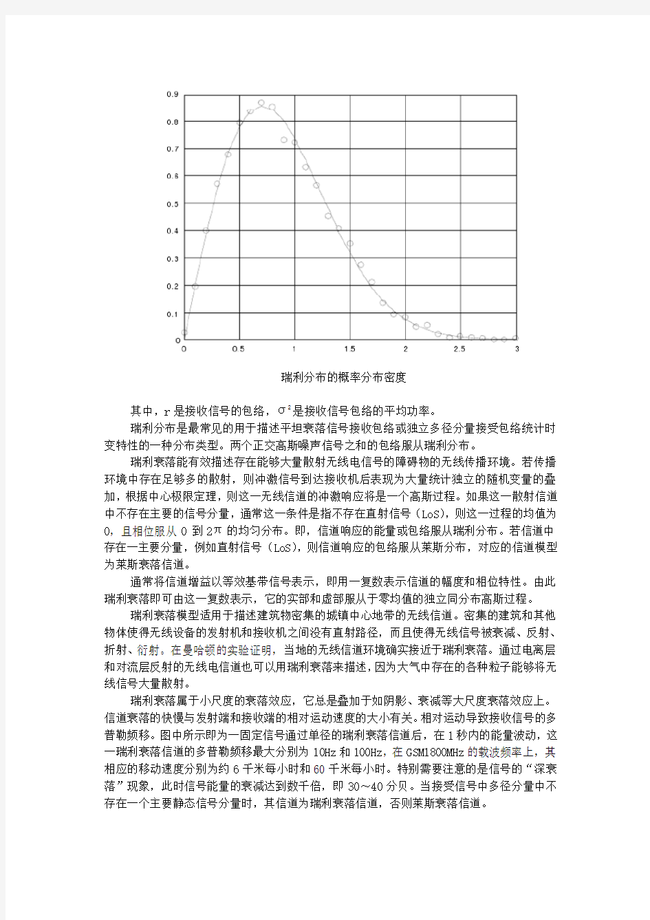 (精选)信道衰落模型汇总