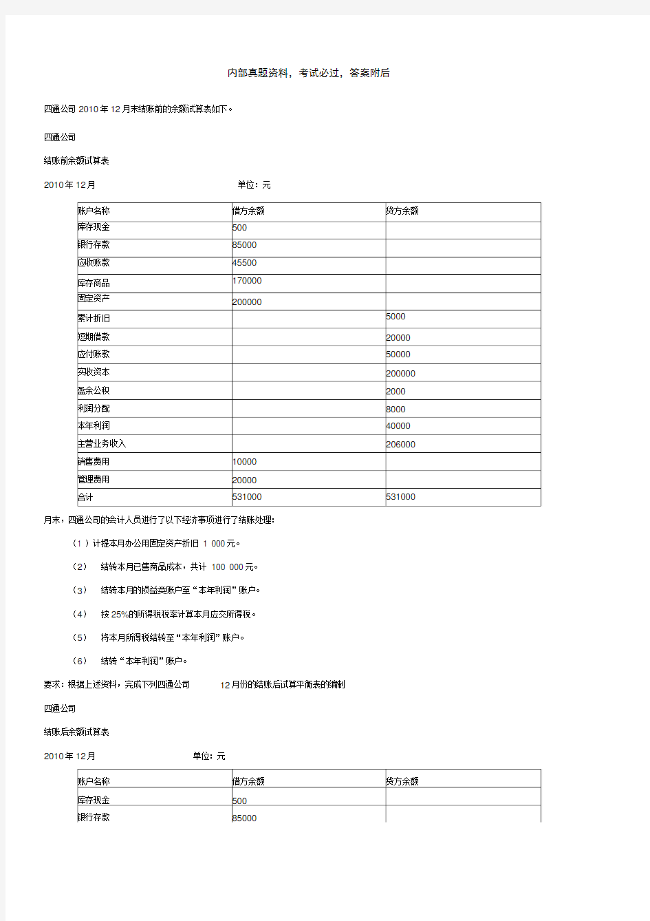 会计基础案例分析题库答案