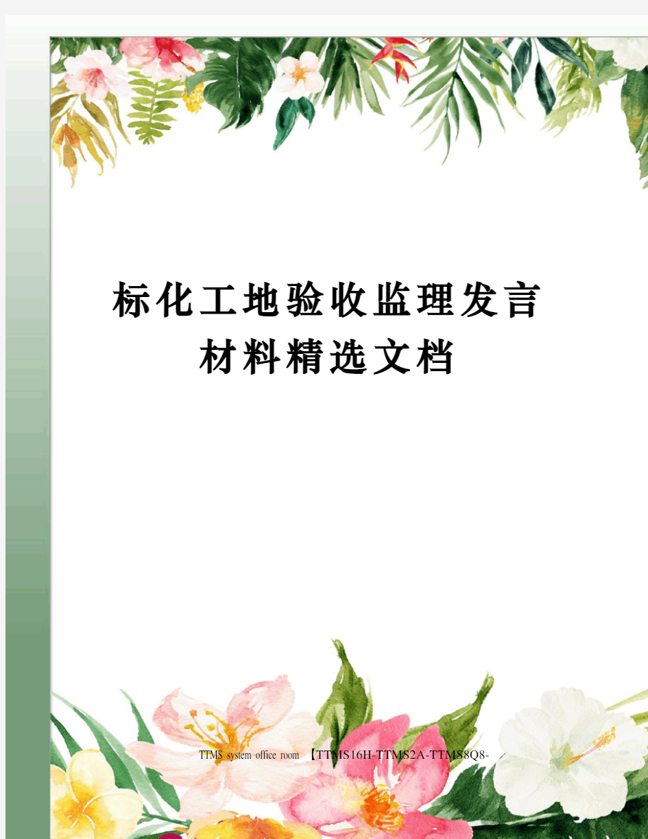 标化工地验收监理发言材料精选文档