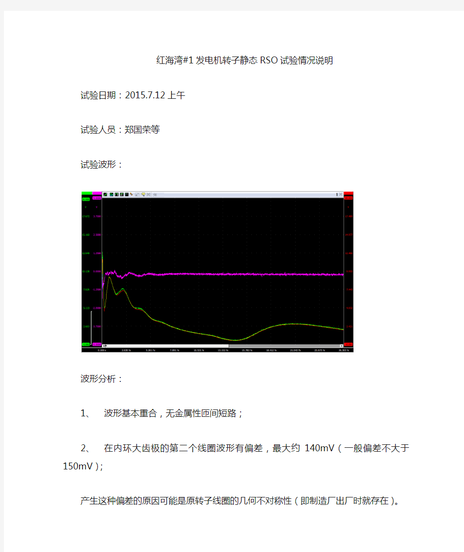 1发电机转子静态RSO试验情况说明