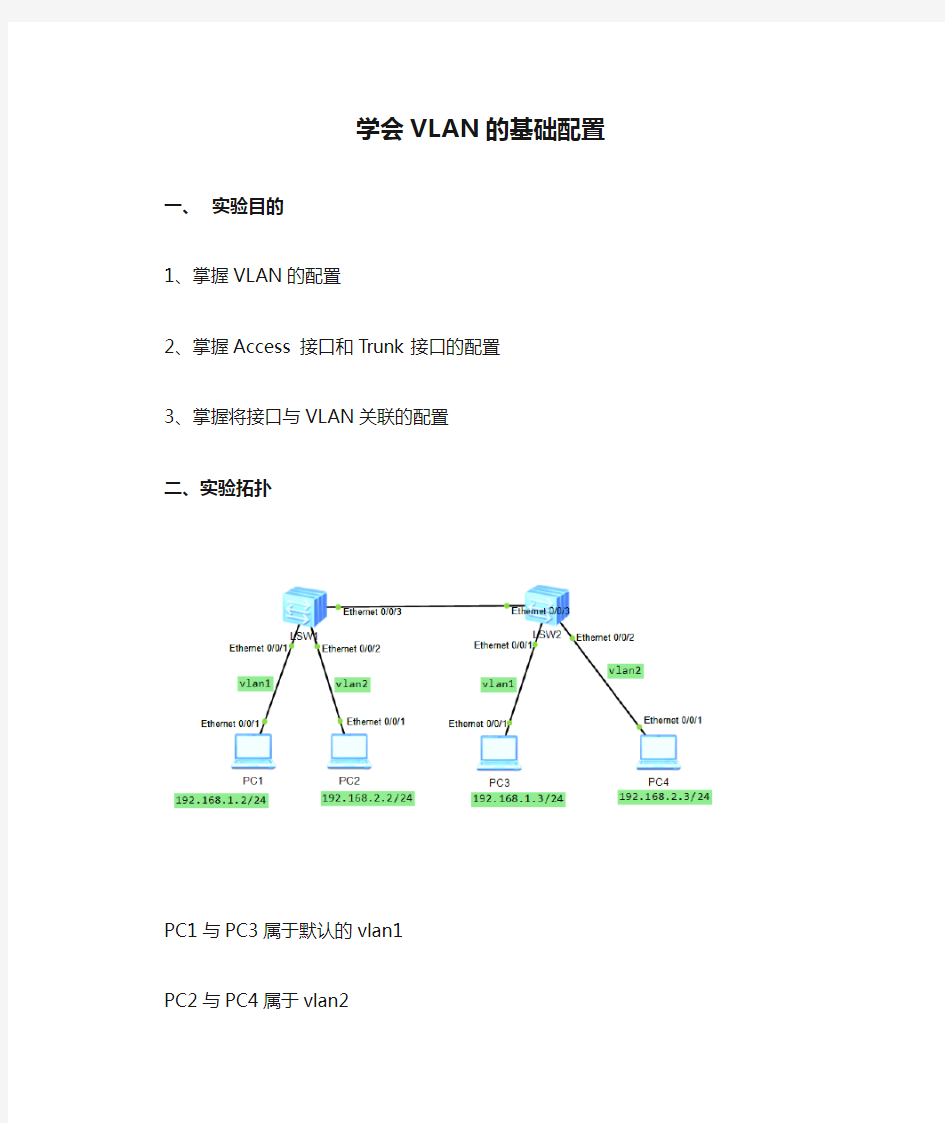 学会VLAN的基础配置