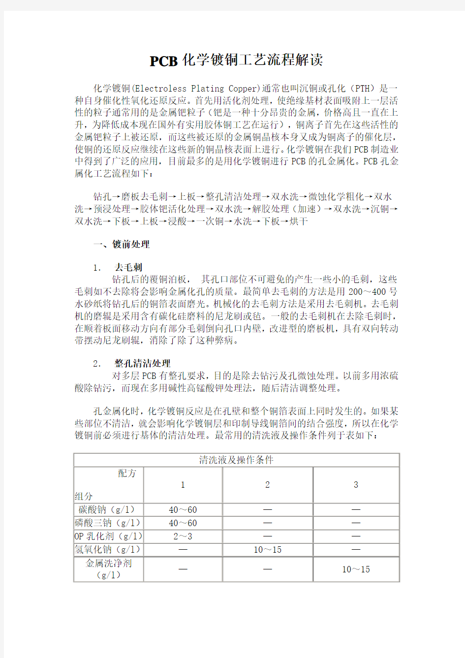 PCB化学镀铜工艺流程解读