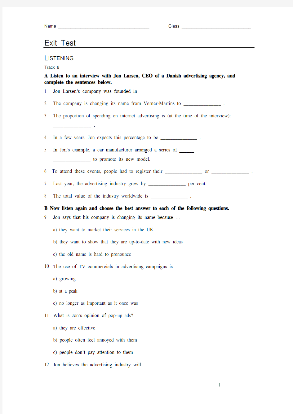 体验商务英语4 试题Exit_Test 有答案