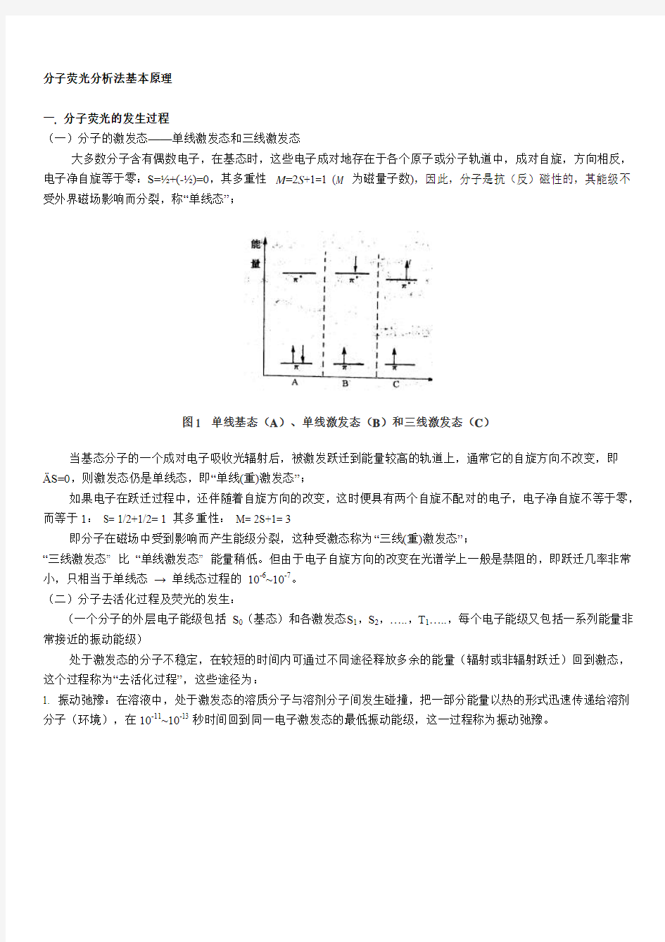 分子荧光分析法基本原理