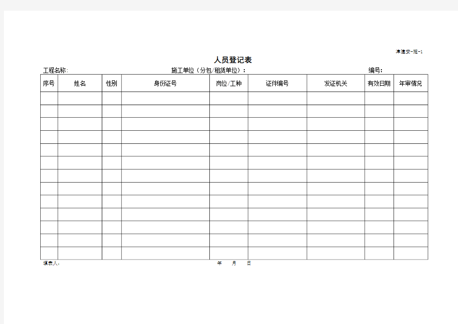 天津建筑施工安全资料表格大全