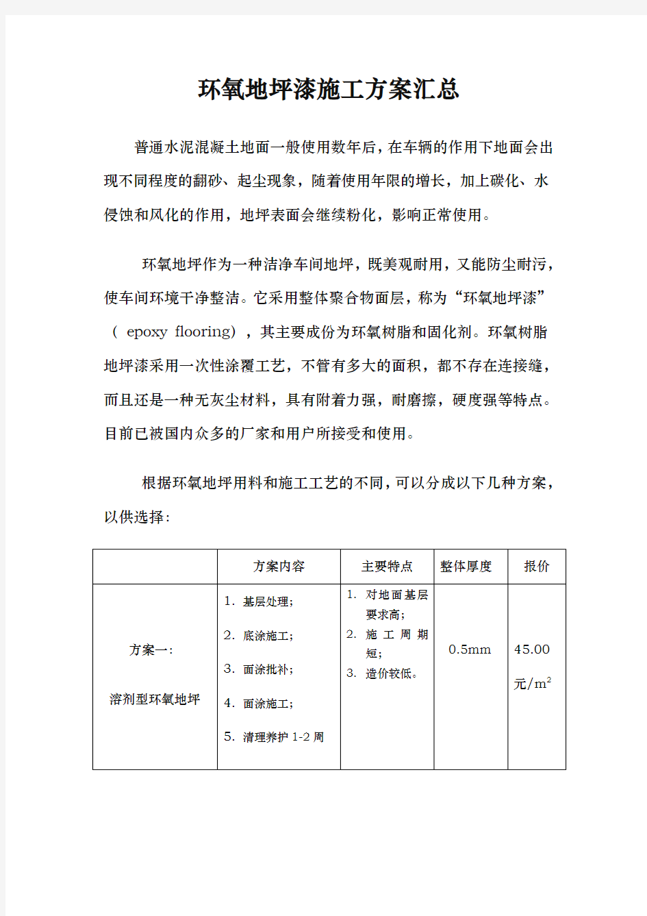 环氧地坪漆工程施工组织设计方案汇总