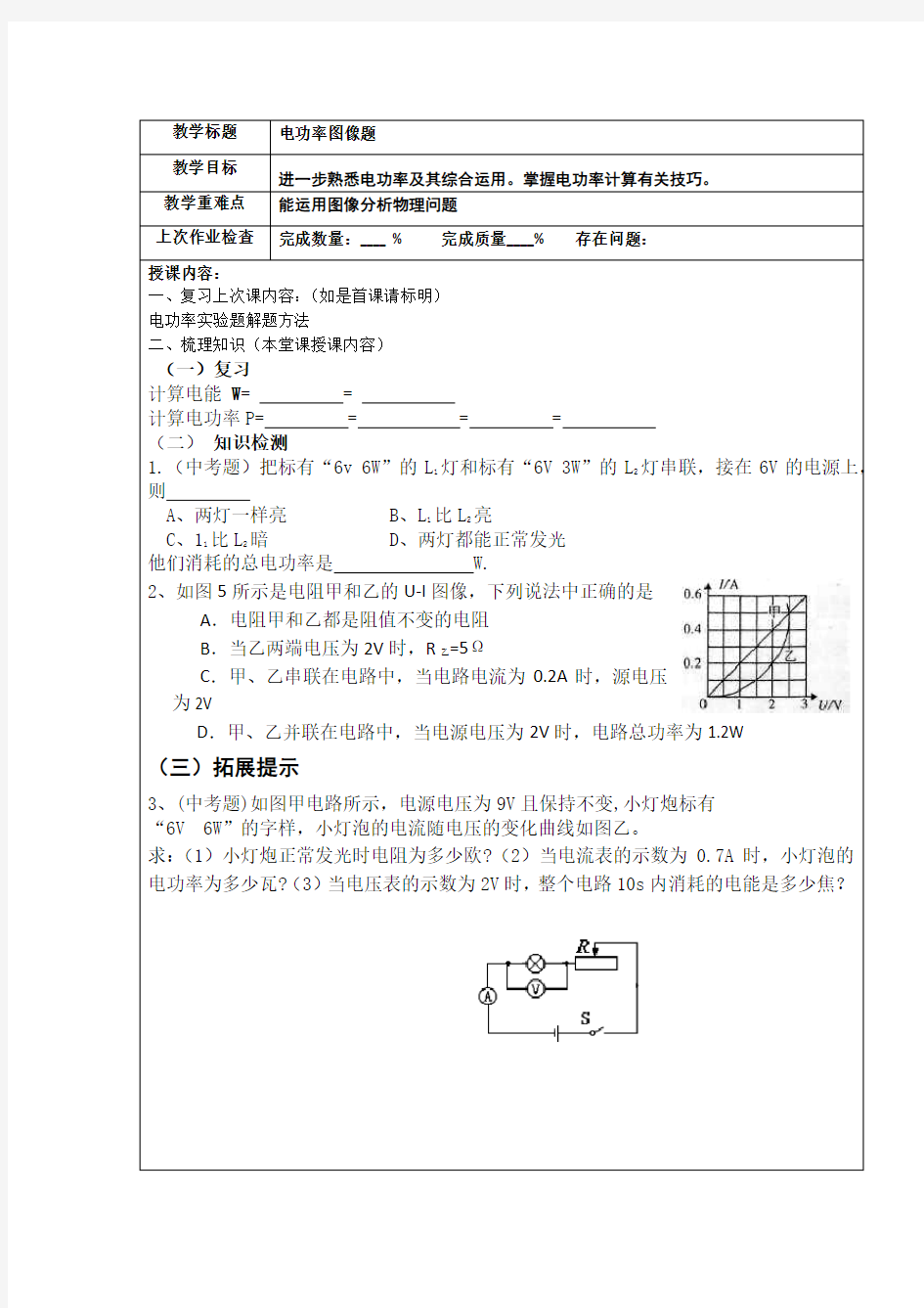 2017年中考电学图像题