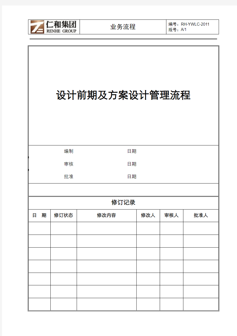 有限公司设计前期及方案设计管理流程范例