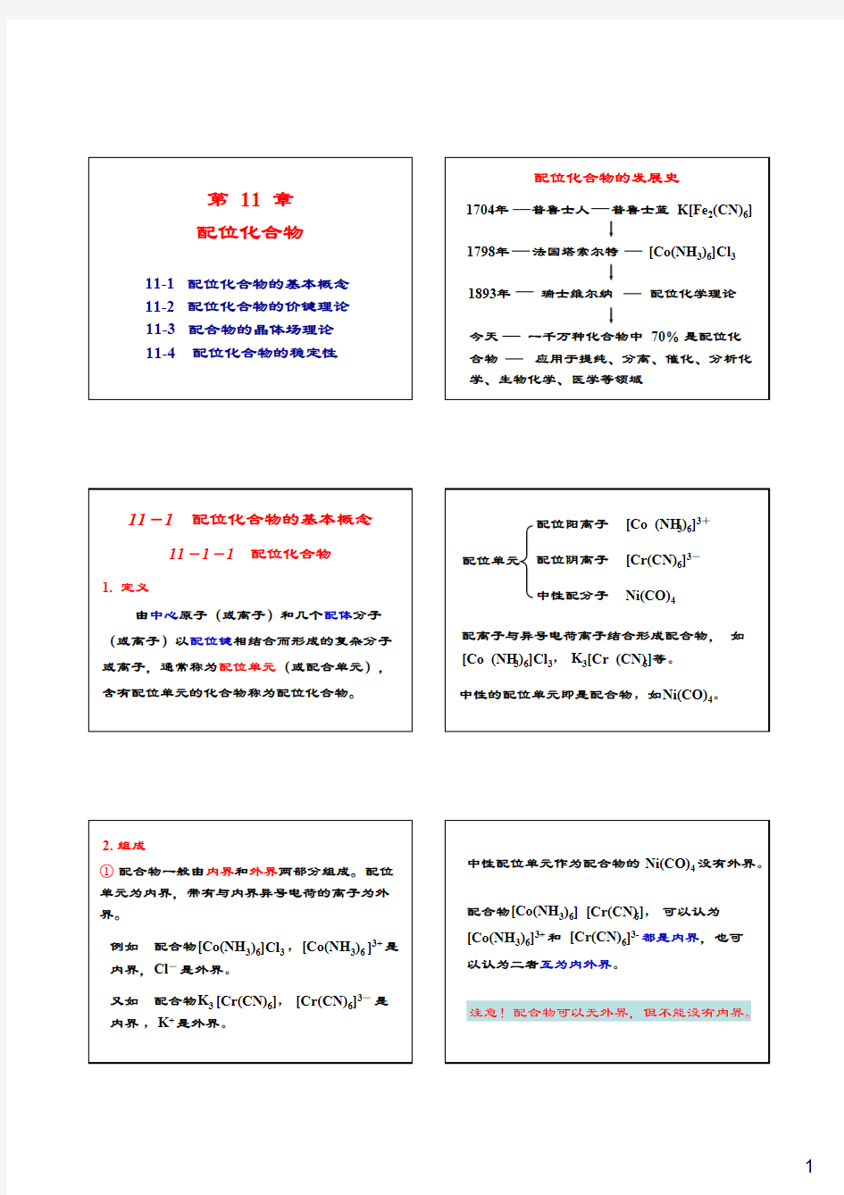 无机化学 第十一章 配合物