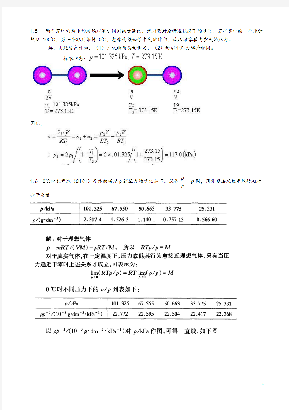 物理化学(天津大学第四版)上册答案完整版