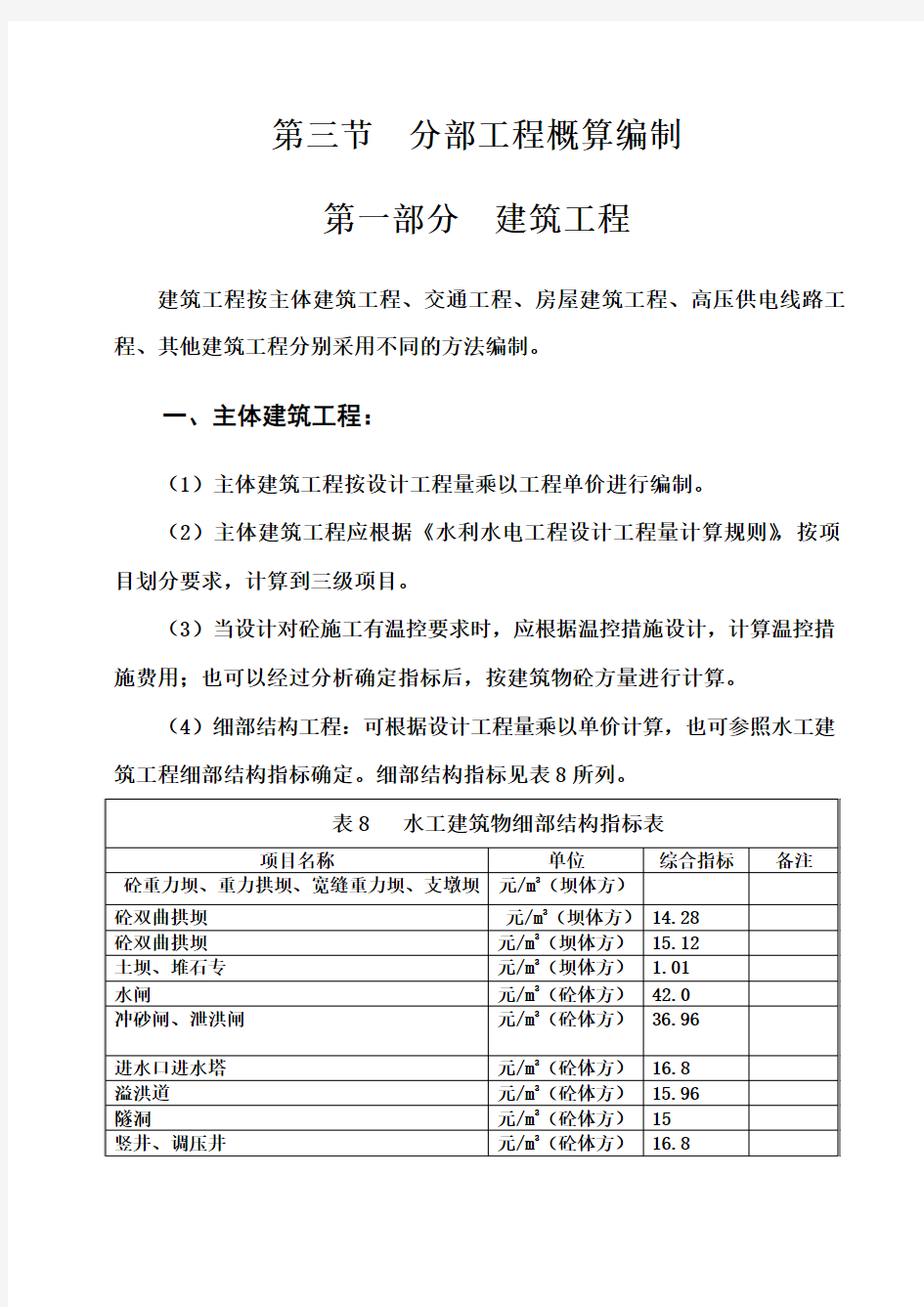 甘肃省水利水电工程设计概估算编制规定